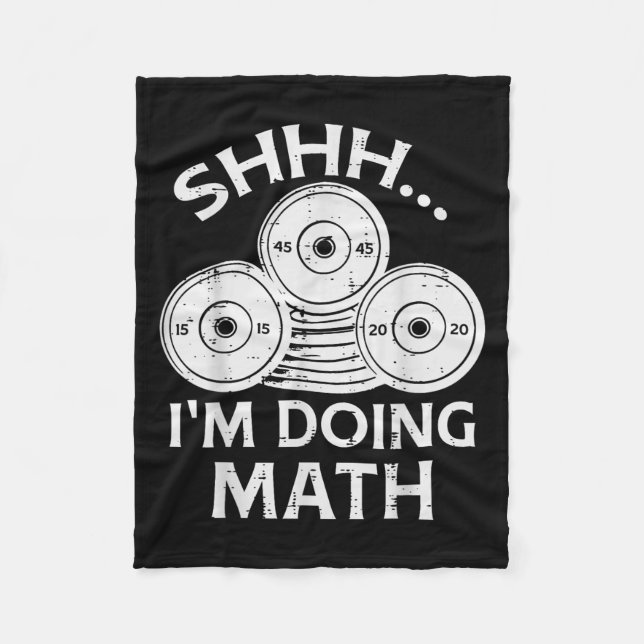 Gym Plate Shhh Im Doing Math Funny Weights Workout Fleecefilt (Framsidan)
