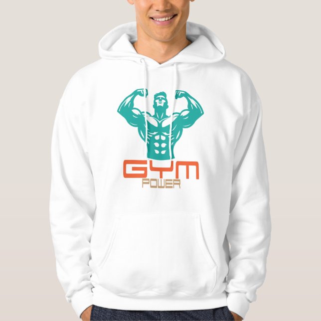 Gym Power Motivation Fitness Strength Workout Hoodie (Framsida)