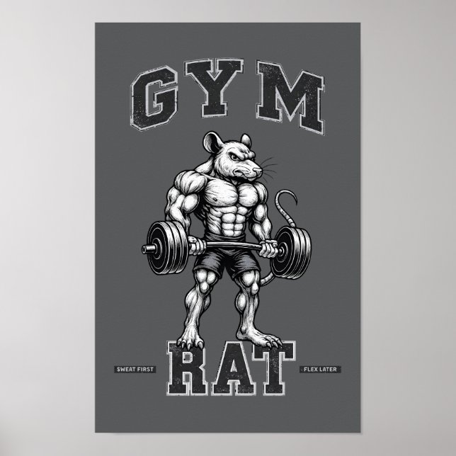 Gym Rat Deadlift -Lifting Humor- Bodybuilding Art Poster (Framsidan)