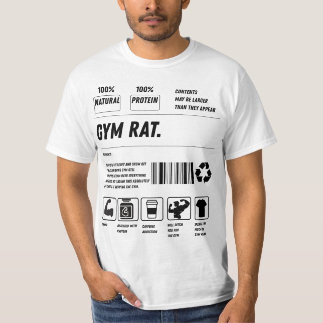 Gym Rat Formula: Handle With Gains T Shirt (Framsida)