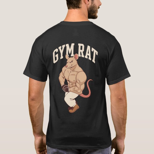 Gym Rat Funny Gym Workout Muscular Mouse T Shirt (Baksida)