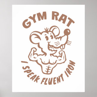 Gym Rats Affisch. Rolig Fitness Väggkonst för Gym.