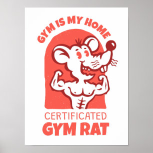Gym Rats Affisch. Rolig Fitness Väggkonst för Gym.