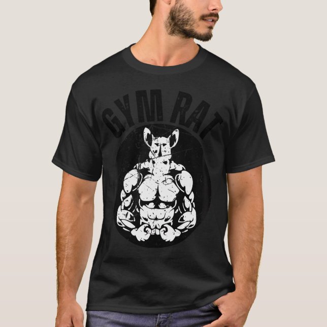Gym Råtta Bodybuilding Workout Fitness Design T Shirt (Framsida)