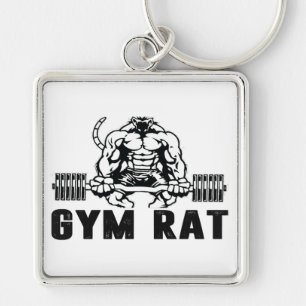 Gym Råtta Fyrkantig Silverfärgad Nyckelring