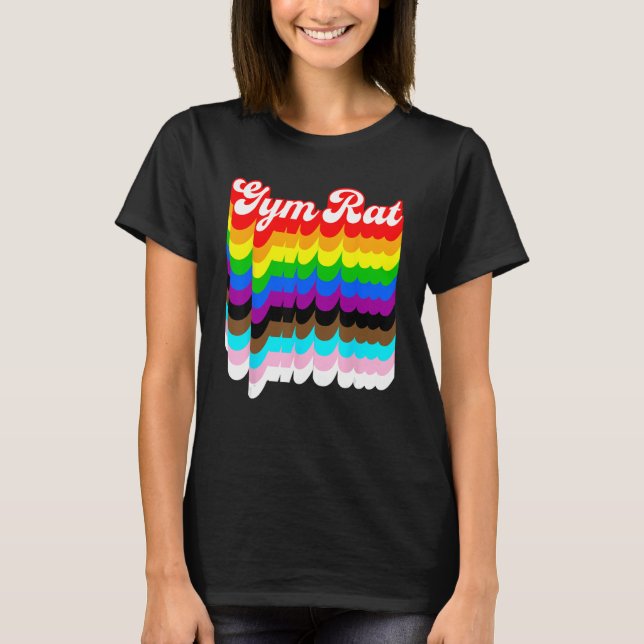 Gym Råtta LGBTQ-pridets regnbåge T Shirt (Framsida)