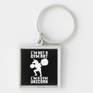 Gym Råtta mot Gym Unicorn - Lustigt inspiration fö Fyrkantig Silverfärgad Nyckelring