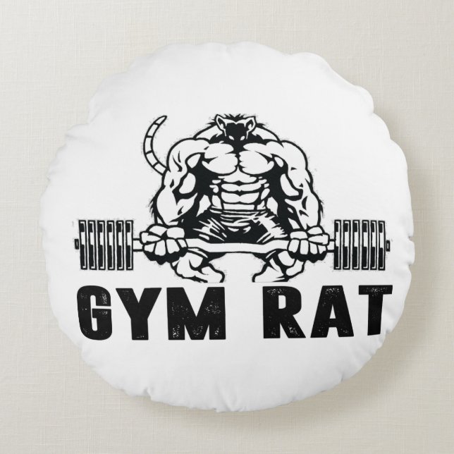 Gym Råtta Rund Kudde (Framsidan)