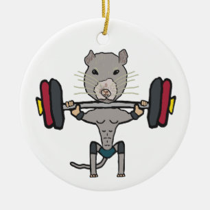 Gym Råtta Weightlyftning Julgransprydnad Keramik