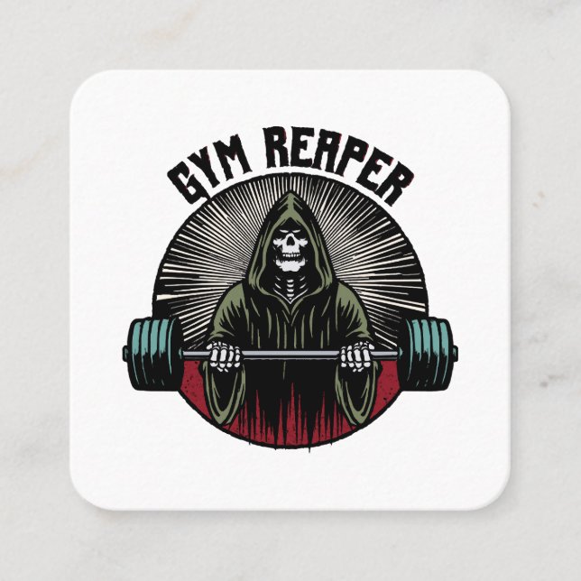 Gym Reaper Workout Fyrkantigt Visitkort (Framsida)