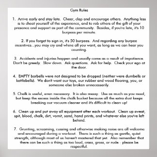 Gym Regler Poster