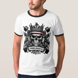 Gym Royalty Strong Dedicated Monster Skull Crown T Shirt