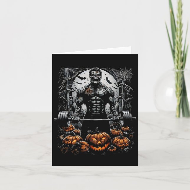 Gym Skeleton-haunted Fitness Roligt-halloween Work Kort (Framsida)