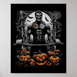 Gym Skeleton-haunted Fitness Roligt-halloween Work Poster