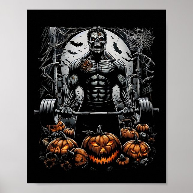 Gym Skeleton-haunted Fitness Roligt-halloween Work Poster (Framsidan)