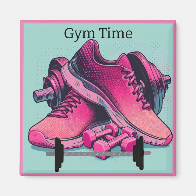 Gym Sneakers med Barbell Gym Time Magnet (Framsidan)