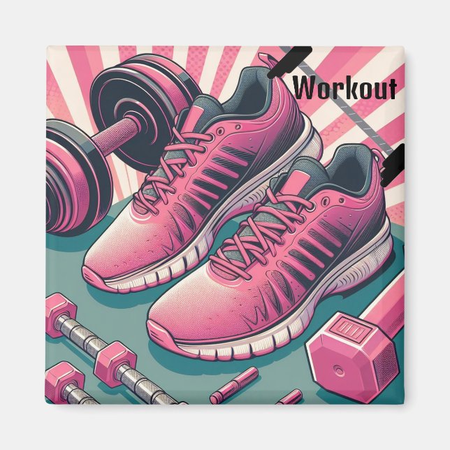 Gym Sneakers med Free Weights Workout Magnet (Framsidan)