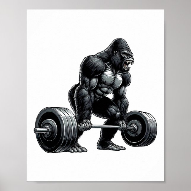 Gym Squad Fitness Group Gorilla Weightlifting Work Poster (Framsidan)