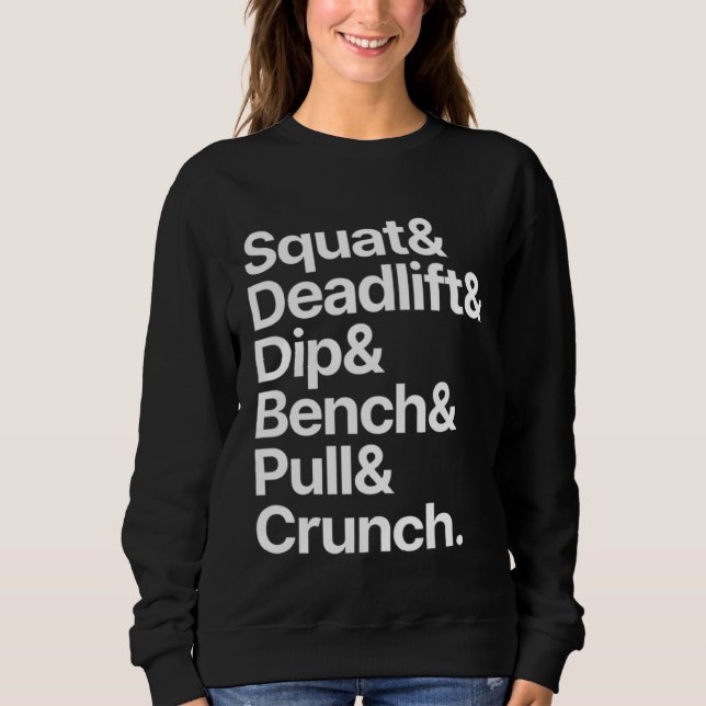 Gym Squat Deadlift Dip Bench Pull Crunch T Shirt (Framsida)