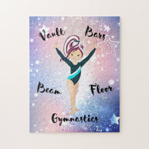 Gym Star Berry Rand, Brown Ögon, Teal Leotard Pussel