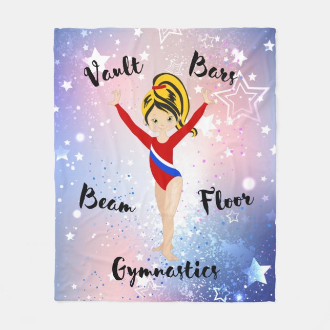 Gym Star Black/Blonde, Hazel Öga, Red Leotard Fleecefilt (Framsidan)