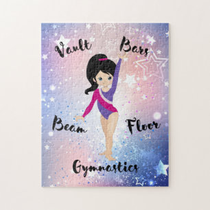 Gym Star Black Hair, Blue Ögon, Lila Leotard Pussel