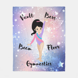 Gym Star Black Hair, Brown Öga, Lila Leotard Fleecefilt