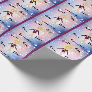 Gym Star Blonde, Grönt Öga, Burgundy Leotard Presentpapper