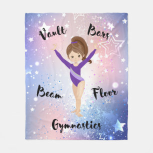 Gym Star Brunette, Brown Öga, Lila Leotard Fleecefilt