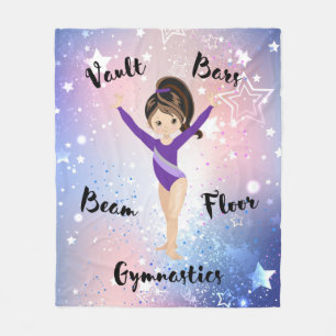 Gym Star Brunette, Brown Öga, Lila Leotard Fleecefilt