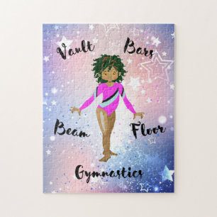 Gym Star Hispanic, Brown Öga, Fuchsia Leotard Pussel