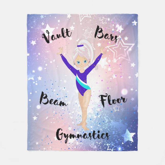 Gym Star Rosa Rand, Blue Öga, Blue Dazzle Leo Fleecefilt (Framsidan)