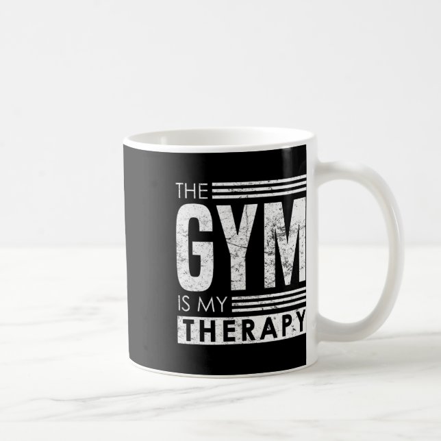 Gym Therapy - Self Belief Bodybuilding Phrase Kaffemugg (Höger)