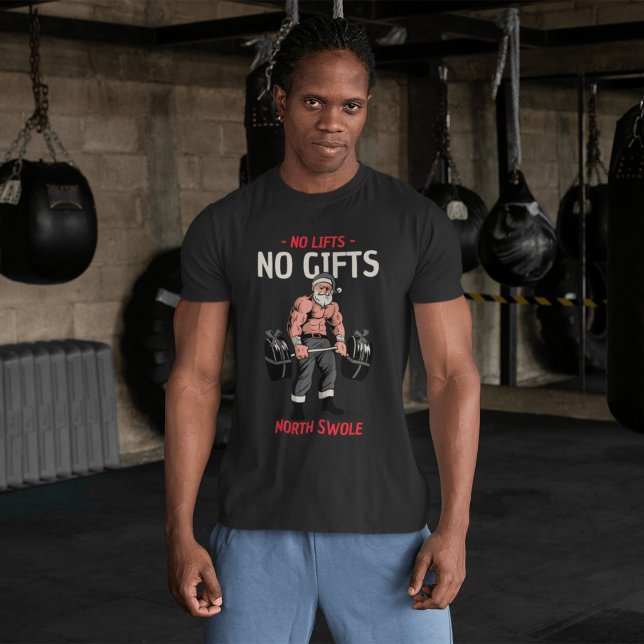 Gym Thmet Svllen Jultomten Lyft en Barbell T Shirt (Skapare uppladdad)