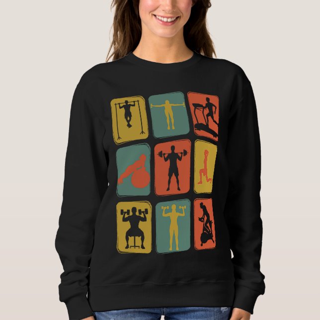 Gym Vintage Retro Träningsutrustning T Shirt (Framsida)