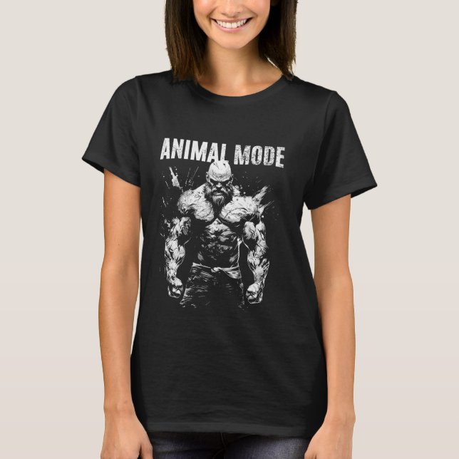 Gym-workout Bodybuilding Animal Mode 1 T Shirt (Framsida)