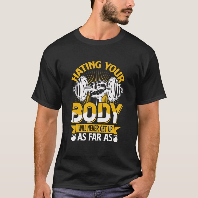 Gym workout exercise body t shirt (Framsida)