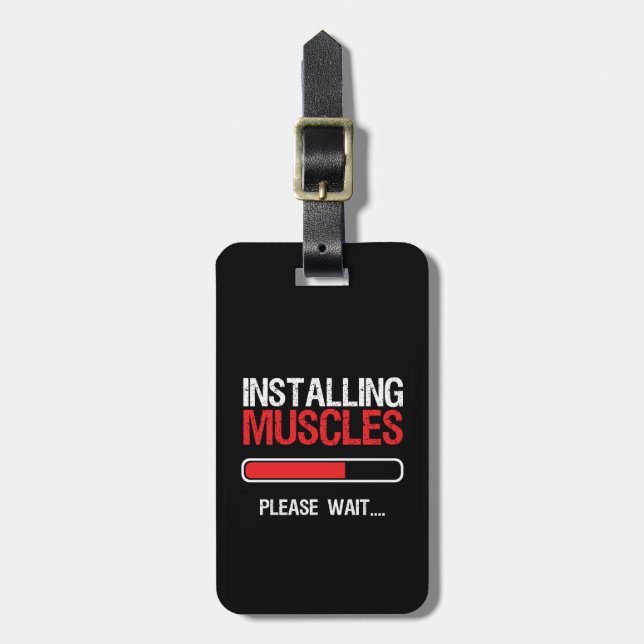 Gym Workout Fitness Body Builder Installing Muscle Bagagebricka (Vertikal Framsida)