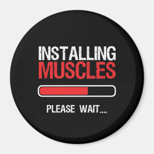 Gym Workout Fitness Body Builder Installing Muscle Magnet
