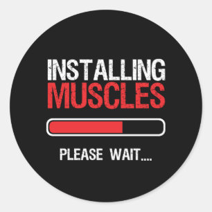 Gym Workout Fitness Body Builder Installing Muscle Runt Klistermärke