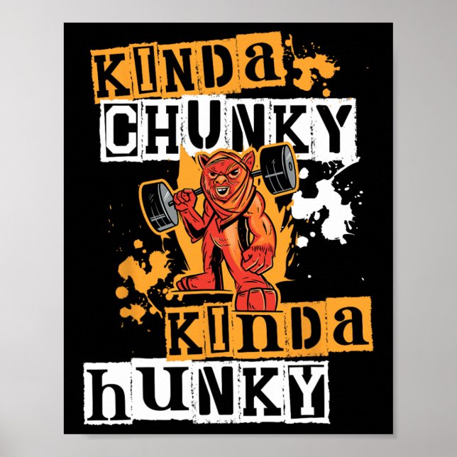 Gym Workout Fitness Funny Djävulen Uni Chunky-hunk Poster (Framsidan)