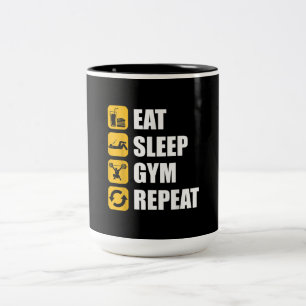 Gym Workout Motivational Quote Eat Ssov Gym Repea Två-Tonad Mugg