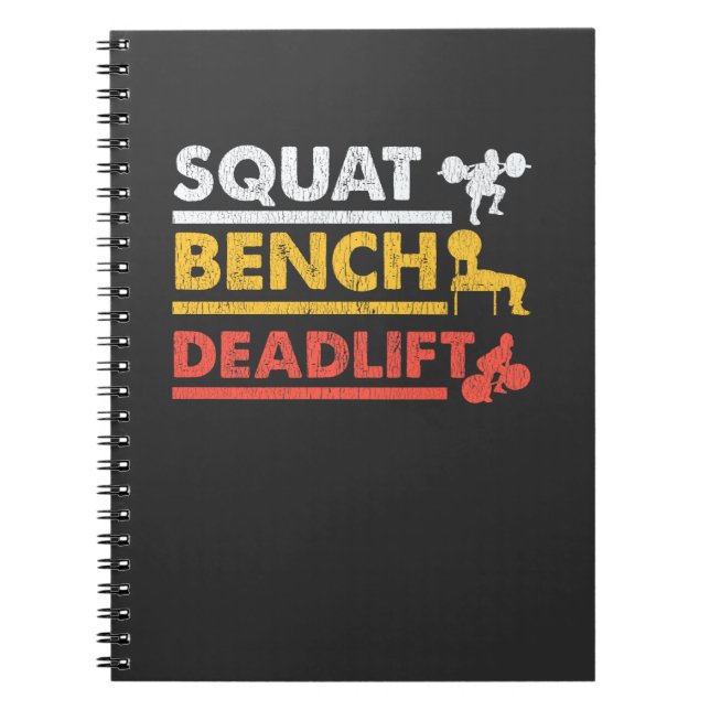 Gym Workout PowerLyft Squat Bench Deadlift Anteckningsbok (Framsidan)