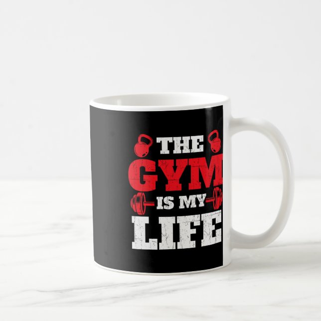 Gymen är mitt liv - Workout Gym Weightlyftande Bod Kaffemugg (Höger)