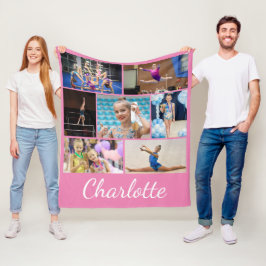 Gymmastics 7 Photo Collage Rosa Fleece Blanket
