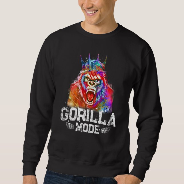 Gymmotivering för Gorilla Mode Kung Beast-arbetsgr Lång Ärmad Tröja (Framsida)