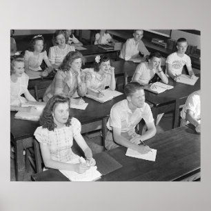 Gymnasieklass, 1943. Vintagefoto Poster