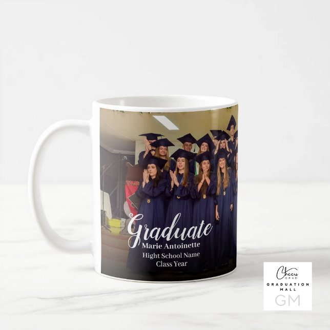 Gymnasieklassens gruppfoto Examen Kaffemugg (High School Group Class Photo Graduation Coffee Mug)