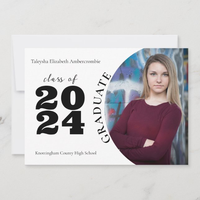 Gymnasium Minimalistisk Ett-Foto-Examen Meddelande (Framsida)