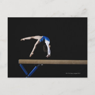 Gymnast (9-10)-vänd på balansporm, sida vid sida vykort